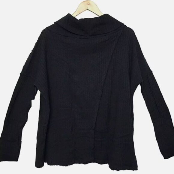 Free People Juicy Long Sleeve Cowl Neck Oversized Black Thermal - Picture 6 of 7